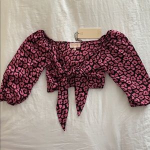 ASOS NWT Pink Satin Leopard Print Blouse